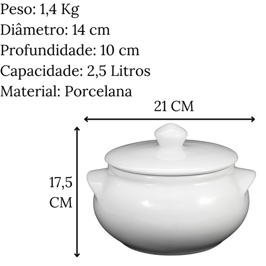 Cumbuca Grande C/ Tampa 2,5L em Porcelana