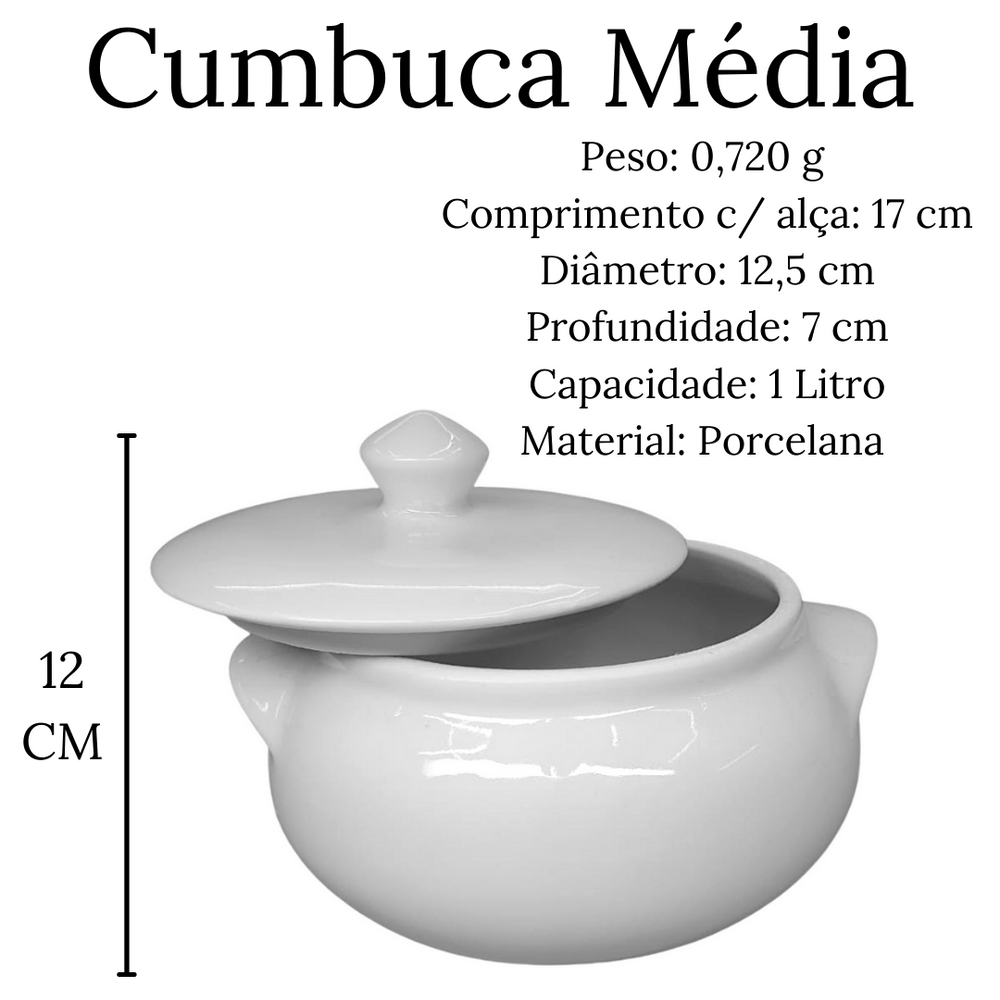 Cumbuca Média C/ Tampa 1L em Porcelana BelaVista