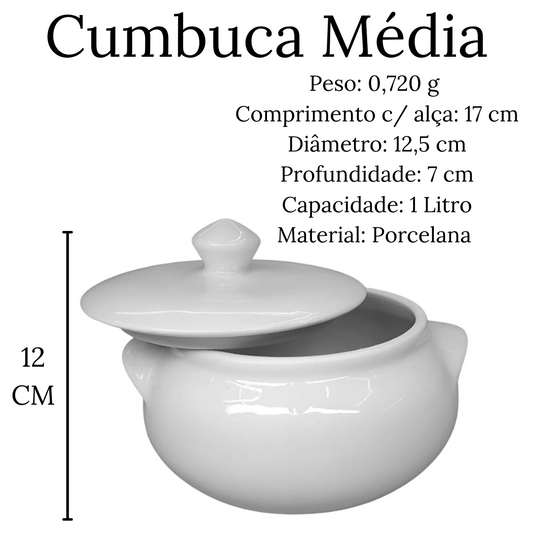 Cumbuca Média C/ Tampa 1L em Porcelana