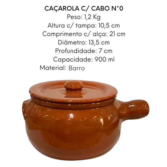 Caçarola Barro N0 com cabo 750ml