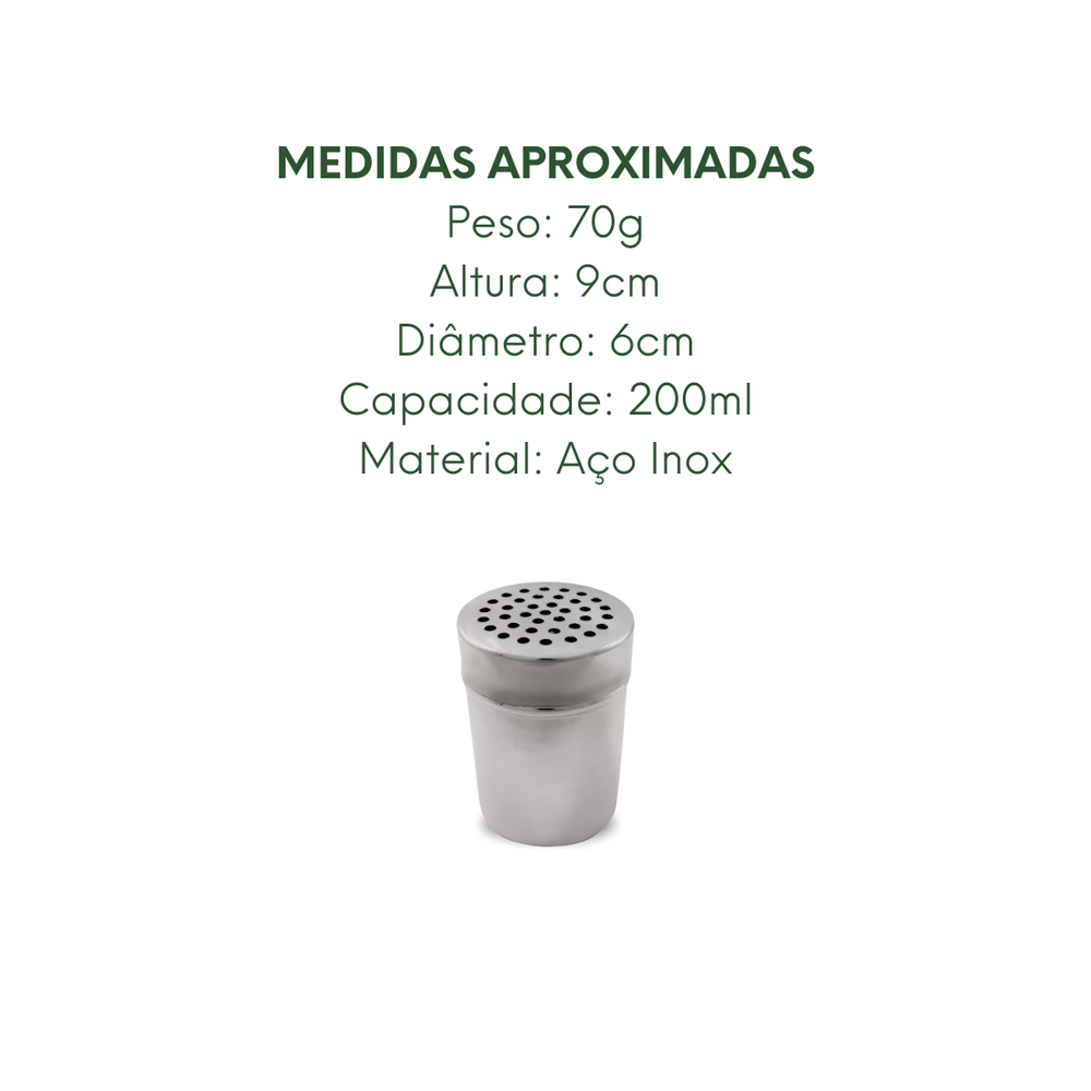 Saleiro Pimenteiro em Aço Inox 200ml - A Gourmet