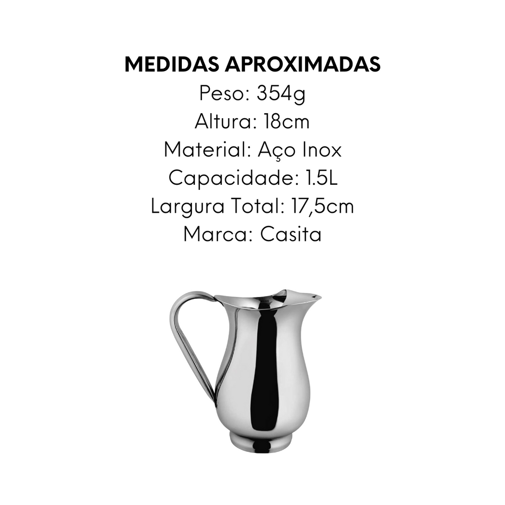 Jarra Aço Inox de 1,5L Moderna Casita