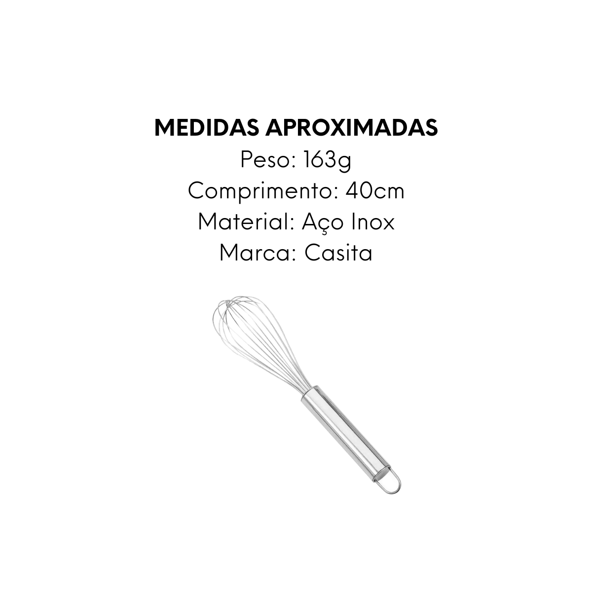 Batedor de Ovos Manual Aço Inox 40cm Casita