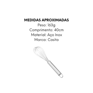 Batedor de Ovos Manual Aço Inox 40cm Casita