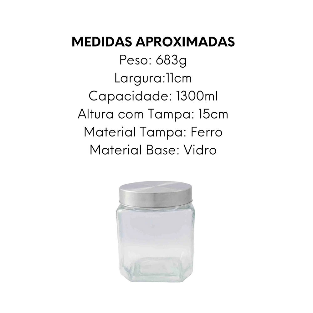 Pote de Vidro Com Tampa 1,3L Imporiente