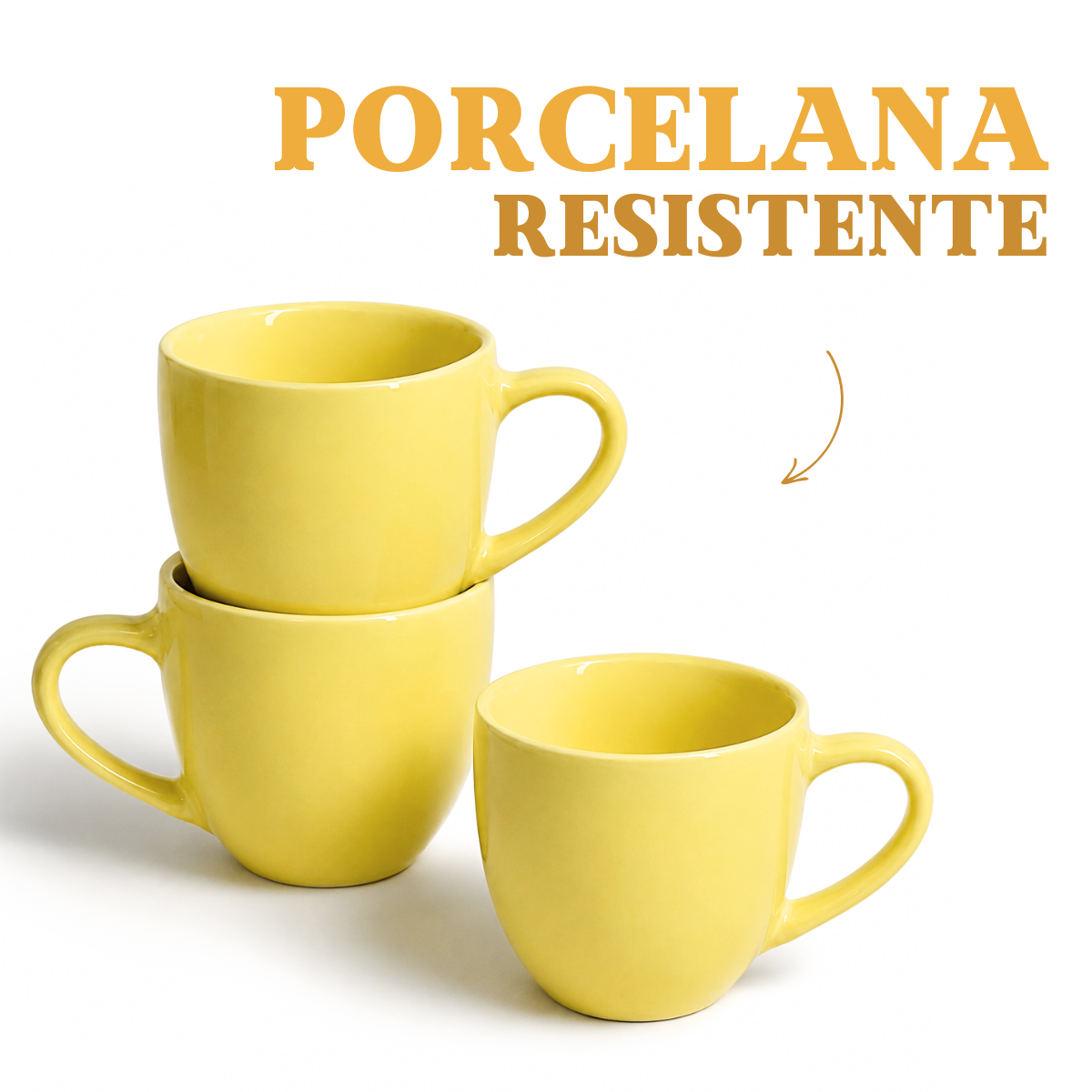 Xicara Café 95ml Porcelana Amarela