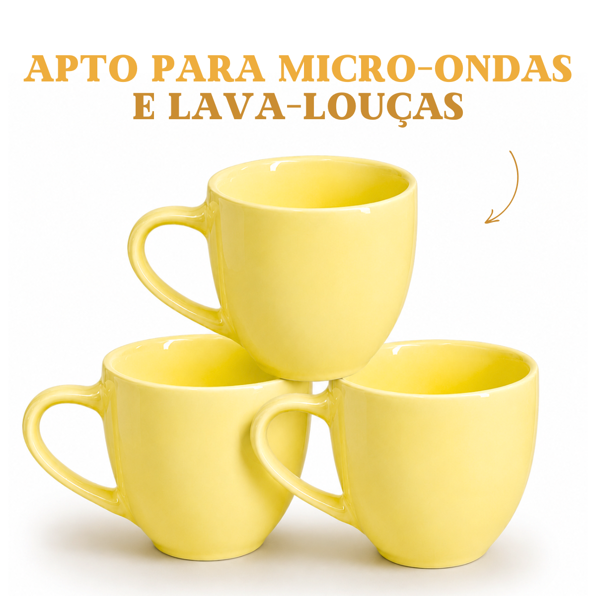 Xicara Café 95ml Porcelana Amarela