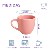 Xicara de Café 95ml Porcelana Rosa