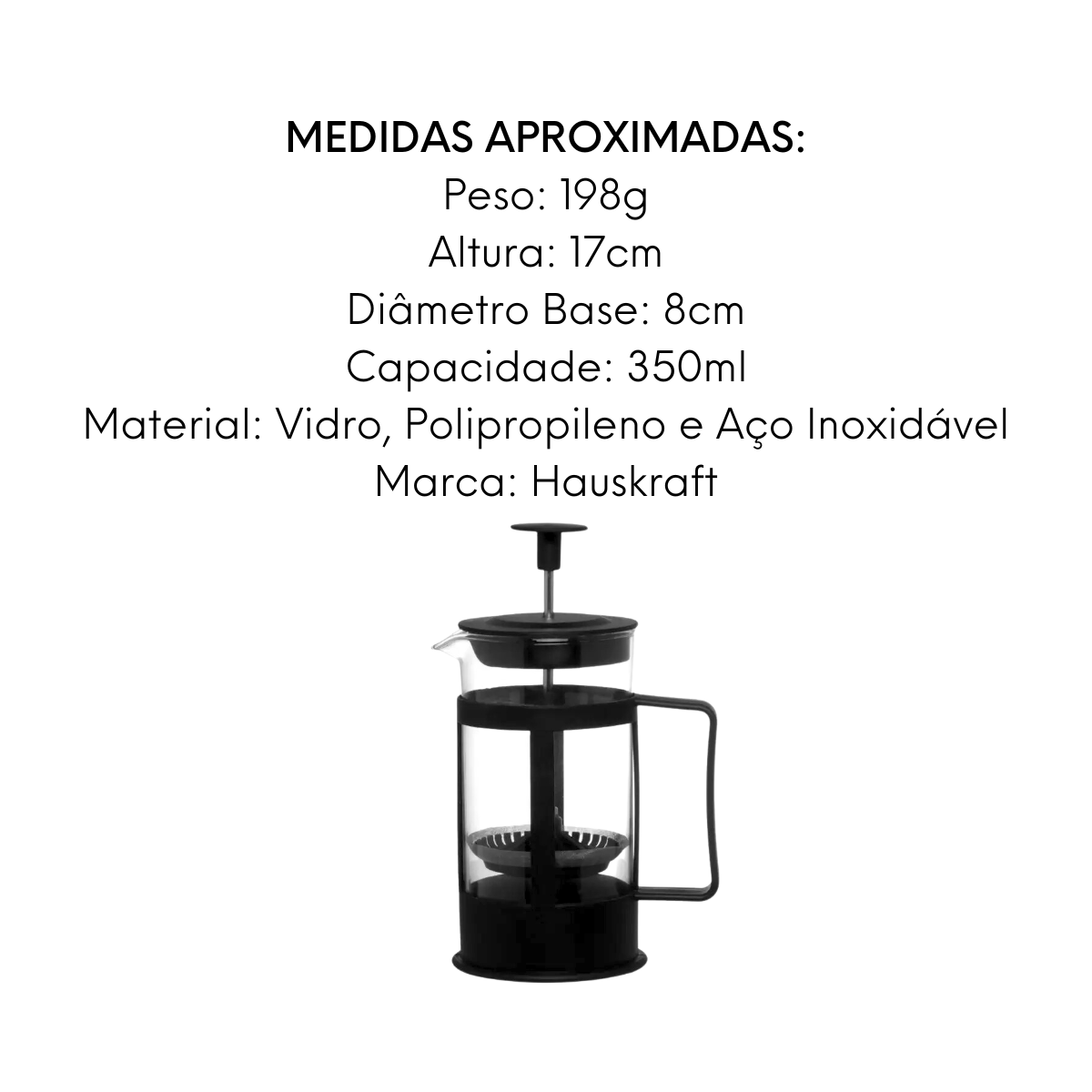 Cafeteria Prensa Francesa 350ml em Aço Inox Hauskraft