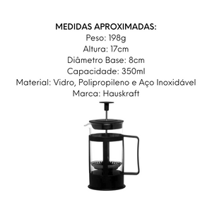 Cafeteria Prensa Francesa 350ml em Aço Inox Hauskraft