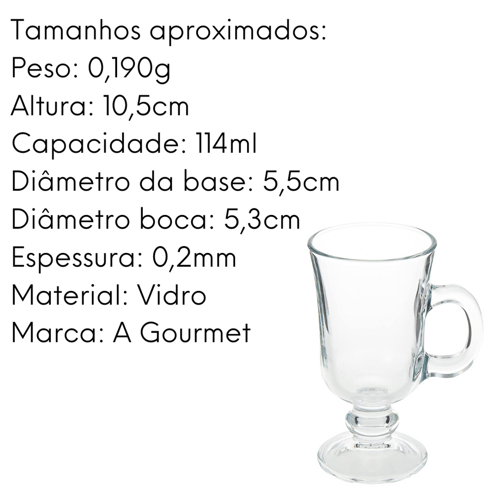 Caneca Irish Coffe de Vidro 114ml Etilux