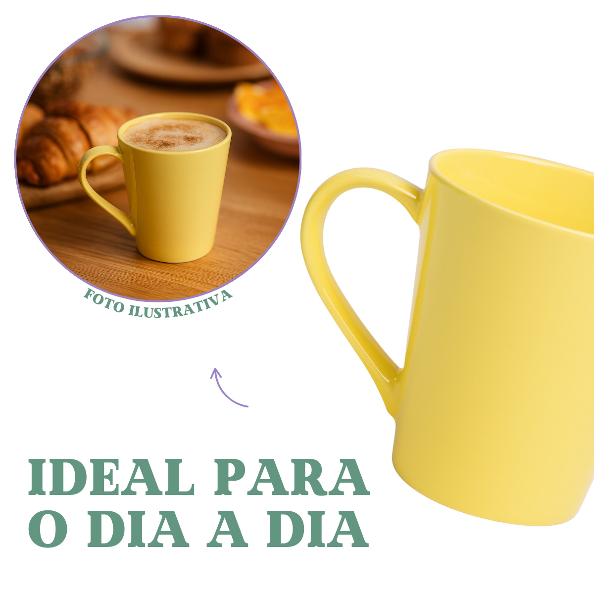 Caneca Tulipa Porcelana Amarela