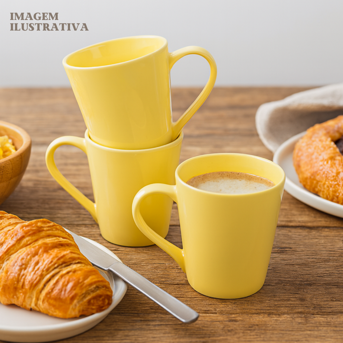 Caneca Tulipa Porcelana Amarela