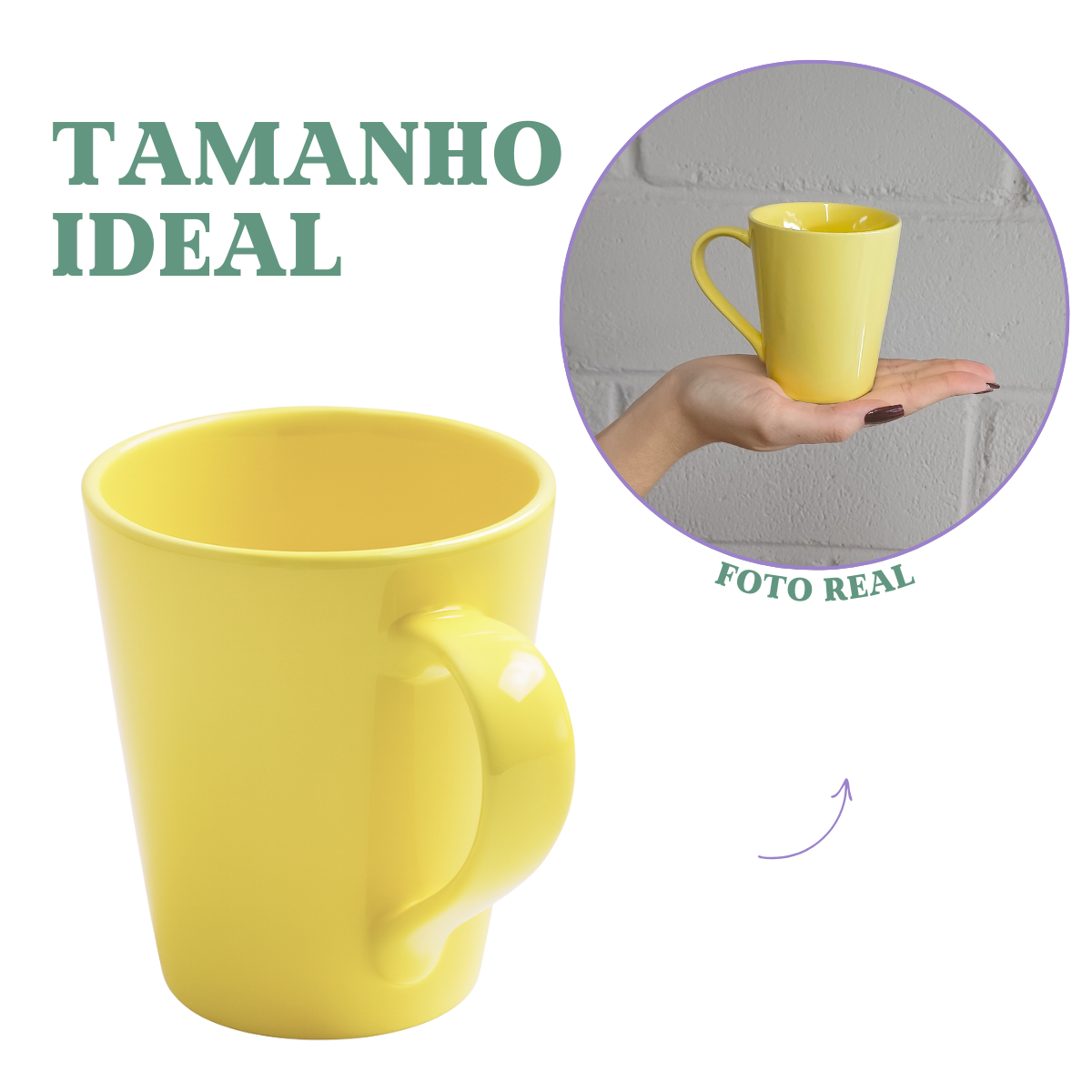 Caneca Tulipa Porcelana Amarela