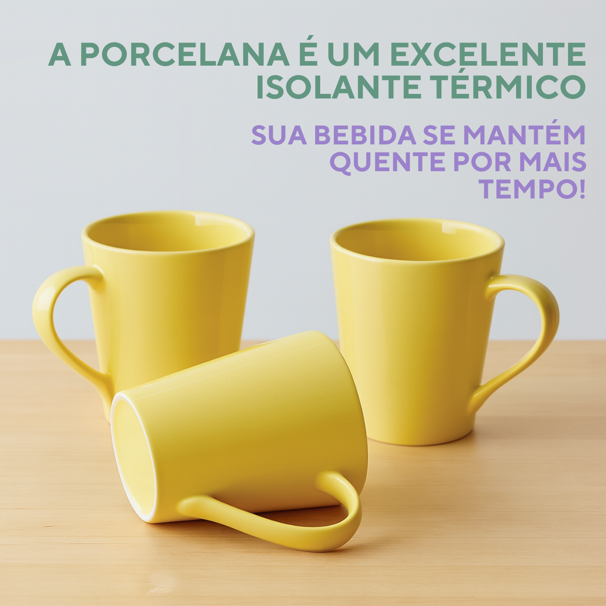 Caneca Tulipa Porcelana Amarela