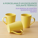 Caneca Tulipa Porcelana Amarela
