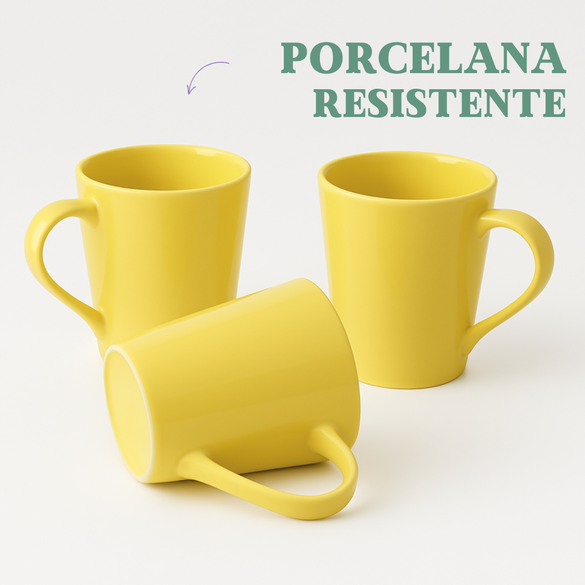Caneca Tulipa Porcelana Amarela