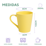 Caneca Tulipa Porcelana Amarela
