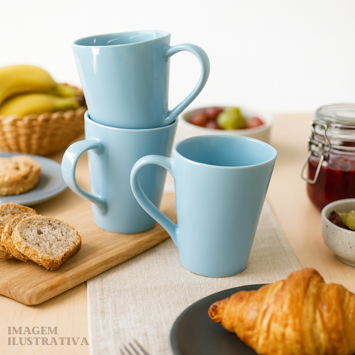 Caneca Tulipa Porcelana Azul