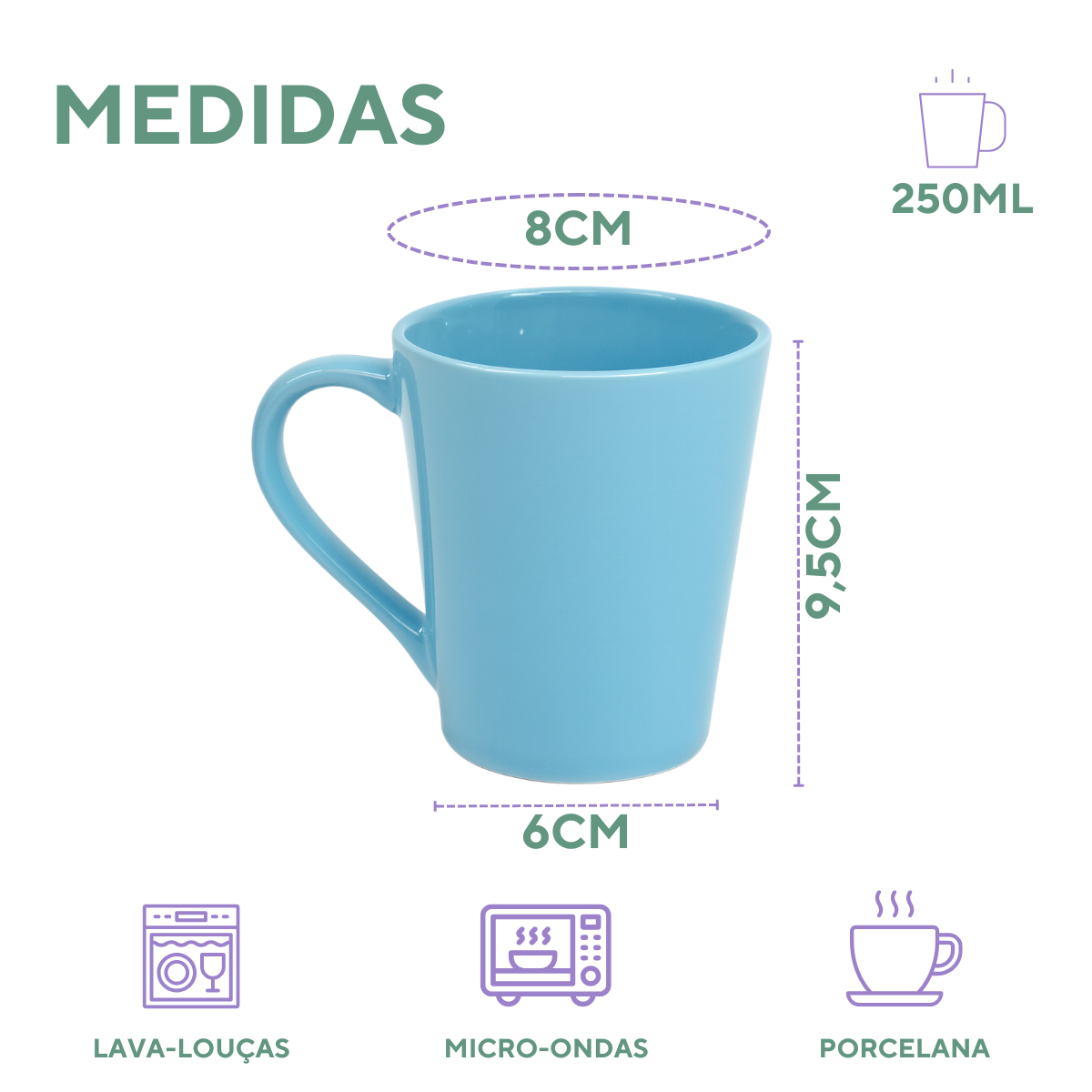 Caneca Tulipa Porcelana Azul