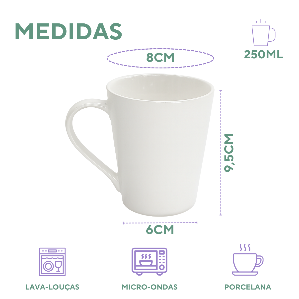 Caneca Tulipa Porcelana 250ml Branca