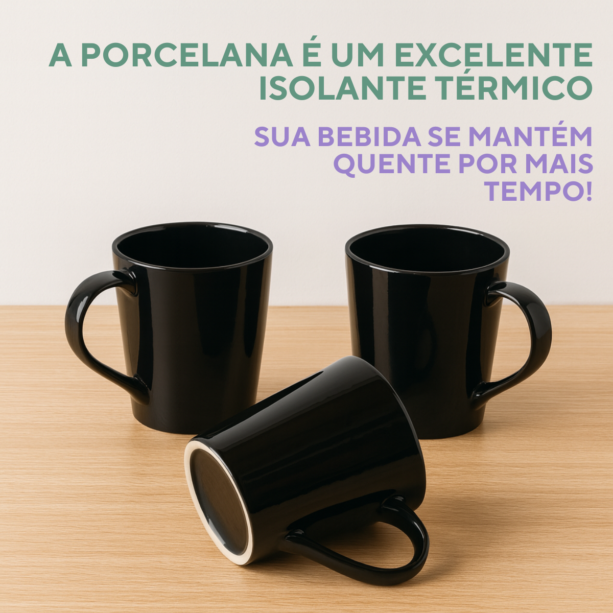 Caneca Tulipa Porcelana Preta 250ml