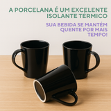 Caneca Tulipa Porcelana Preta 250ml