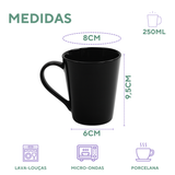 Caneca Tulipa Porcelana Preta 250ml