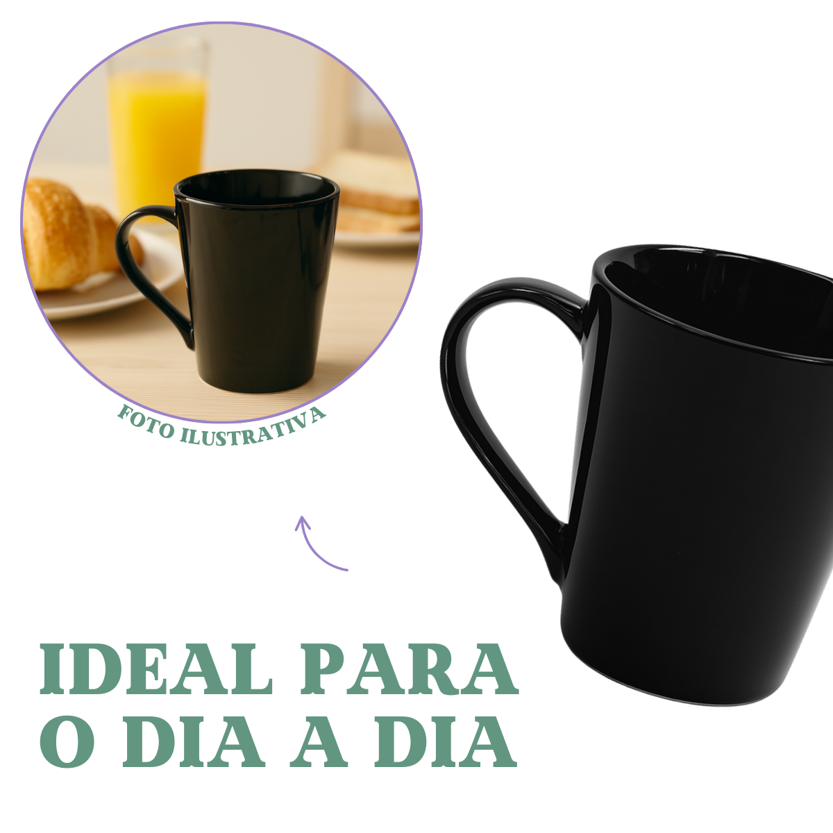 Caneca Tulipa Porcelana Preta 250ml