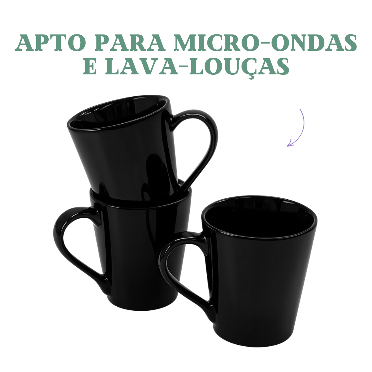 Caneca Tulipa Porcelana Preta 250ml
