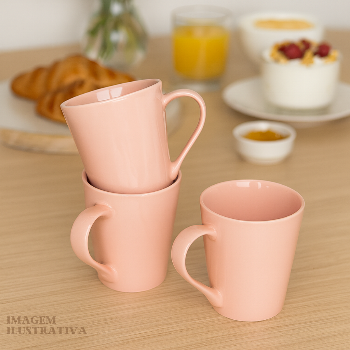 Caneca Tulipa Porcelana Rosa