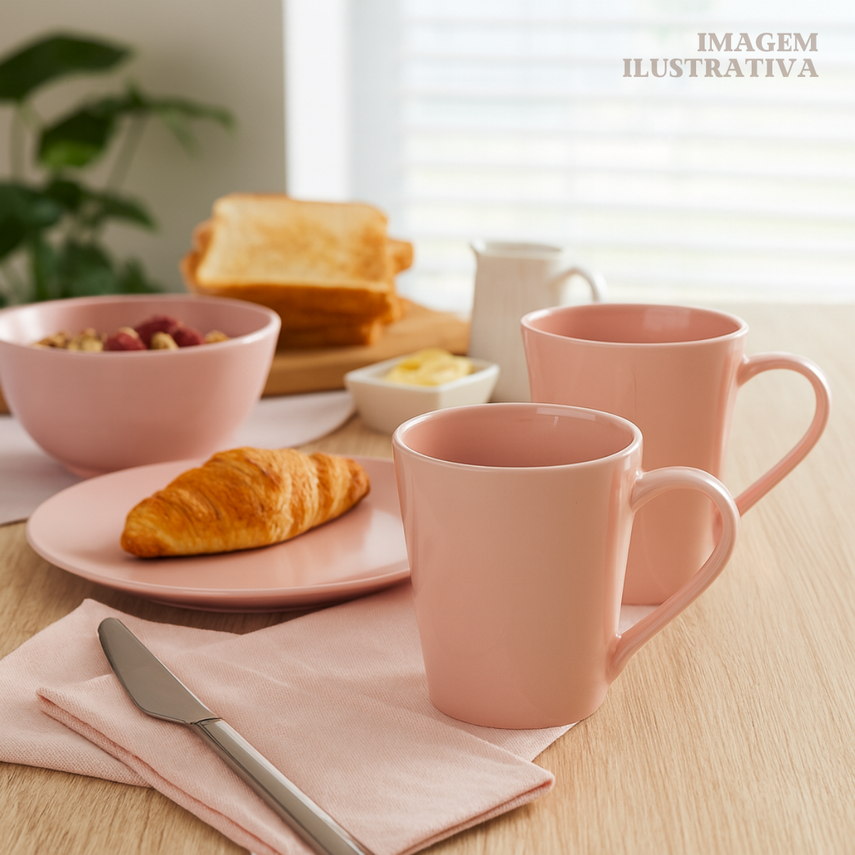 Caneca Tulipa Porcelana Rosa
