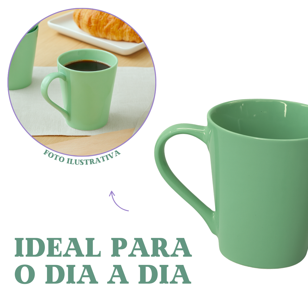 Caneca Tulipa Porcelana Verde