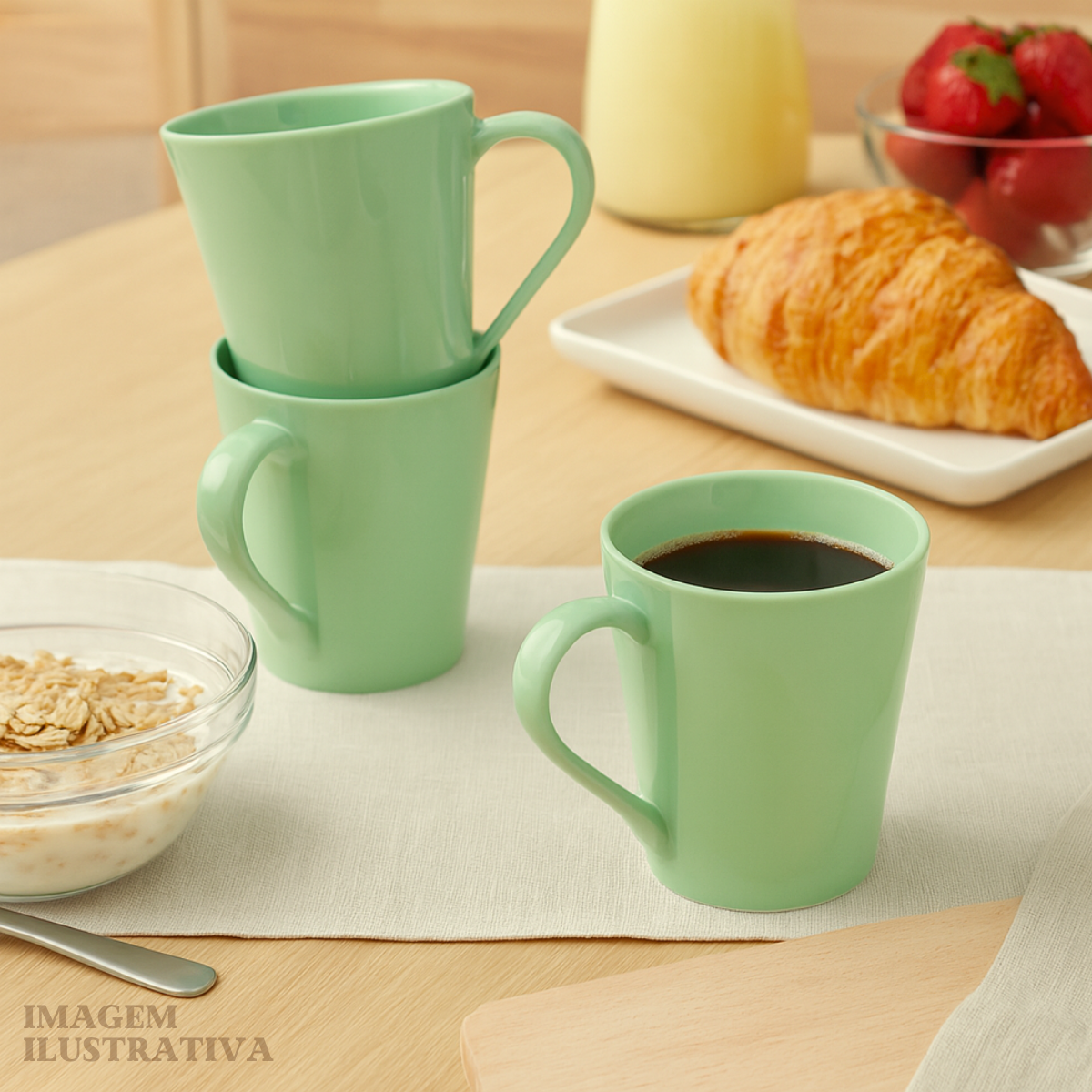 Caneca Tulipa Porcelana Verde