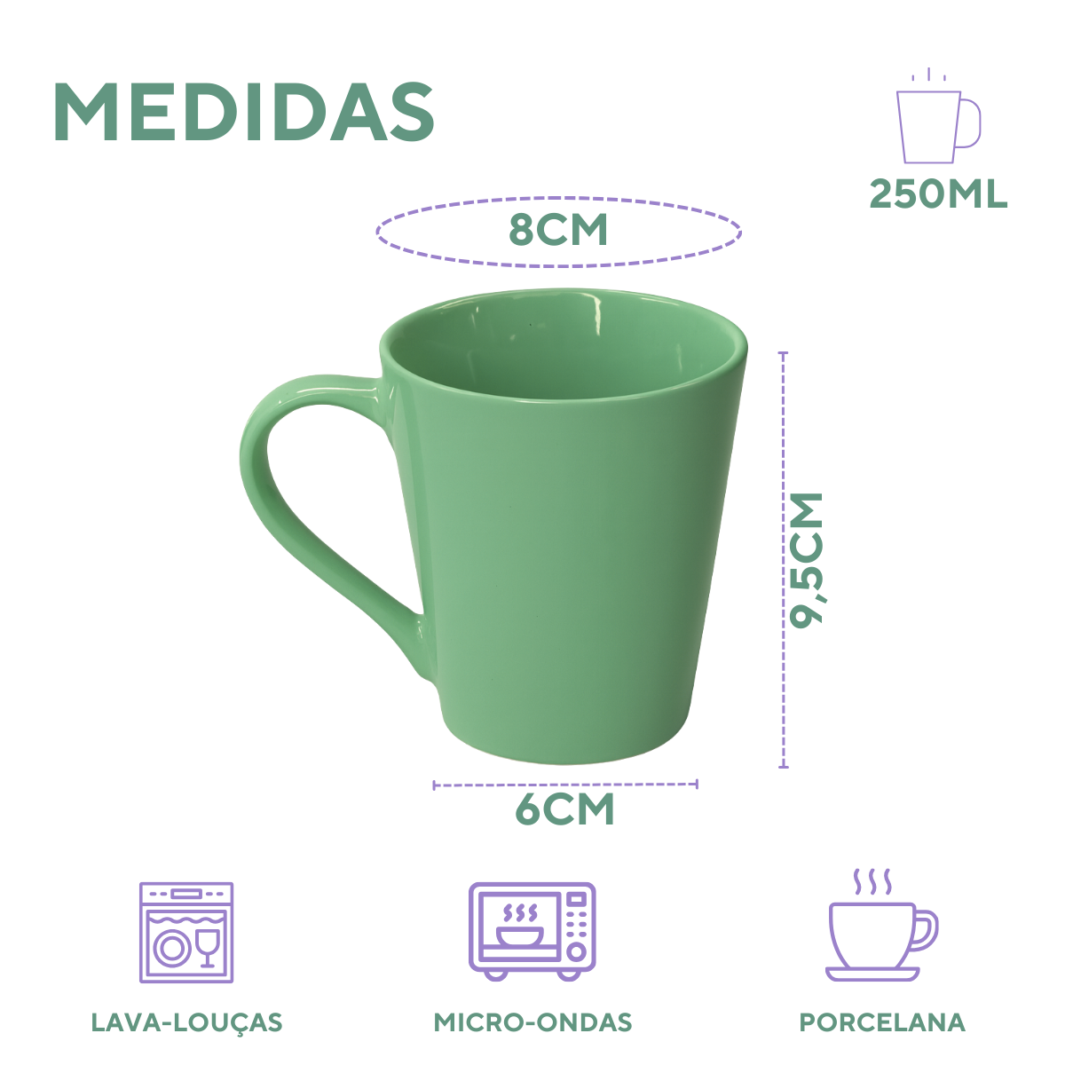 Caneca Tulipa Porcelana Verde
