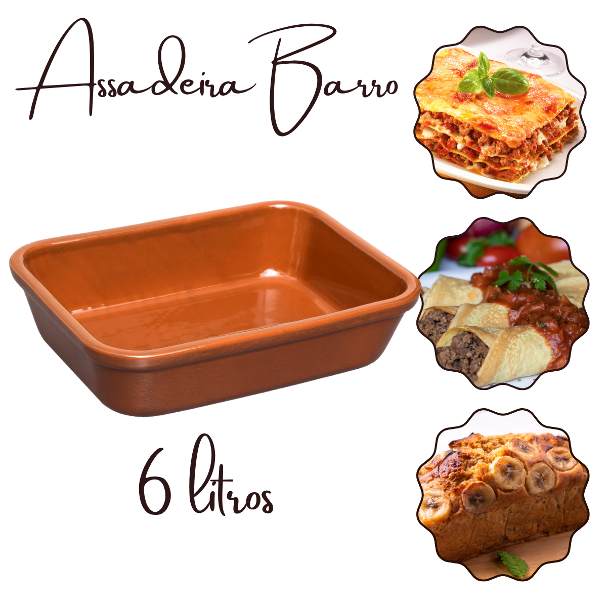 Assadeira Carre Retangular Cerâmica Barro