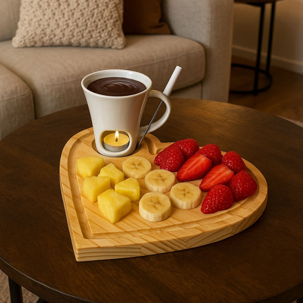 Caneca Fondue com Tabua Coração - A Gourmet