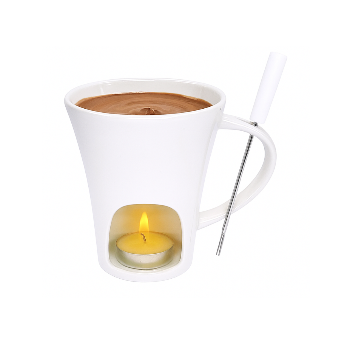 Caneca de Fondue com Garfo e Vela - A Gourmet