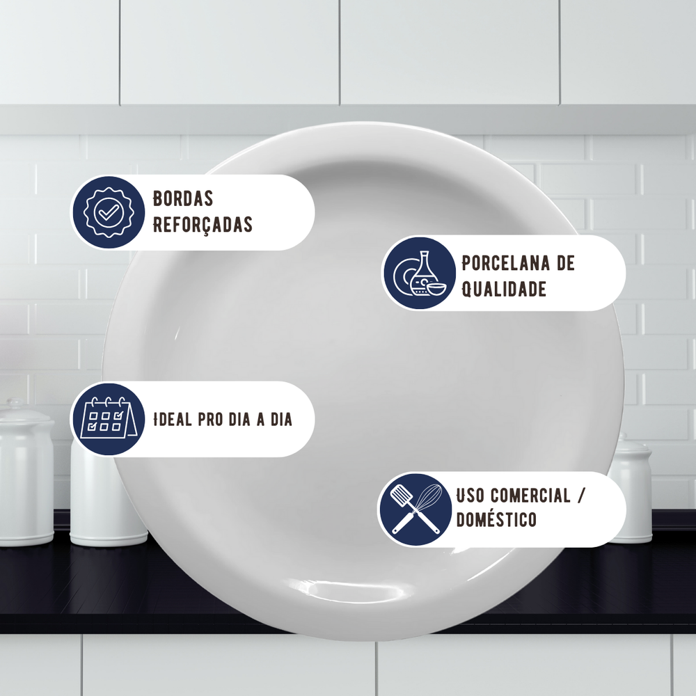 Prato Raso Porcelana 25,4cm - A Gourmet