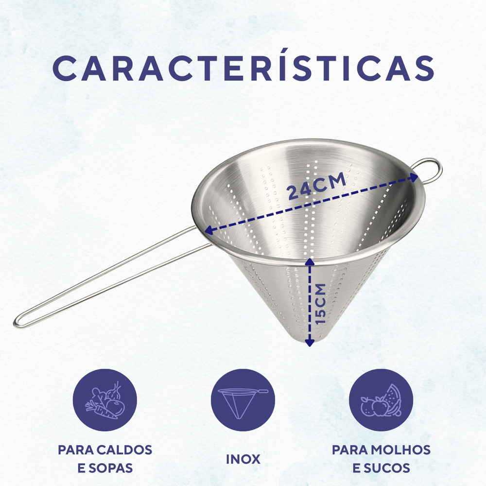 Passador Chinoy 24cm Aço Inox - A Gourmet