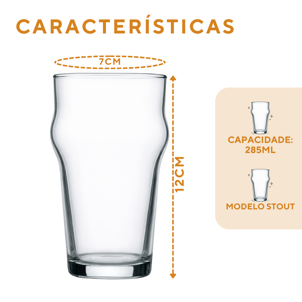 Copo Cerveja Vidro Stout 285ml