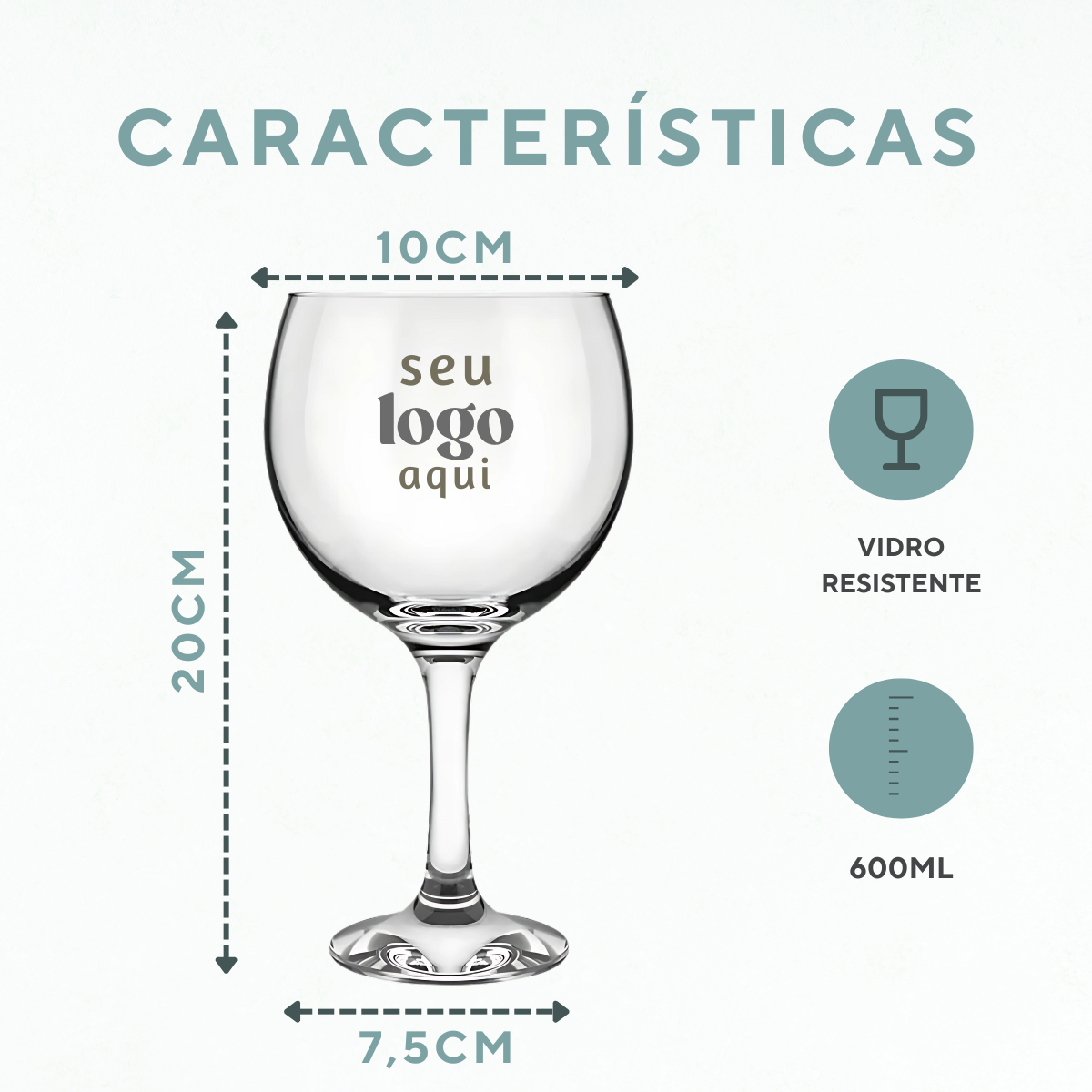 Kit 50 Taça Gin 600ml Vidro Personalizado - Sua Logo