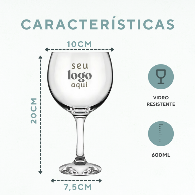 Kit 50 Taça Gin 600ml Vidro Personalizado - Sua Logo Main Image