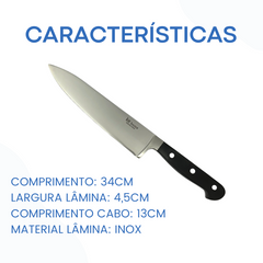Faca Profissional Cheff 8° Aço inox - A Gourmet