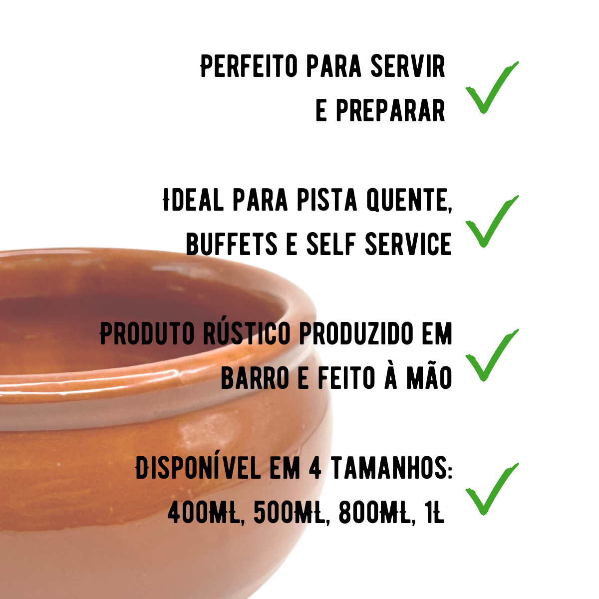 Cumbuca Paulista N2 800ml de Ceramica Barro - A Gourmet