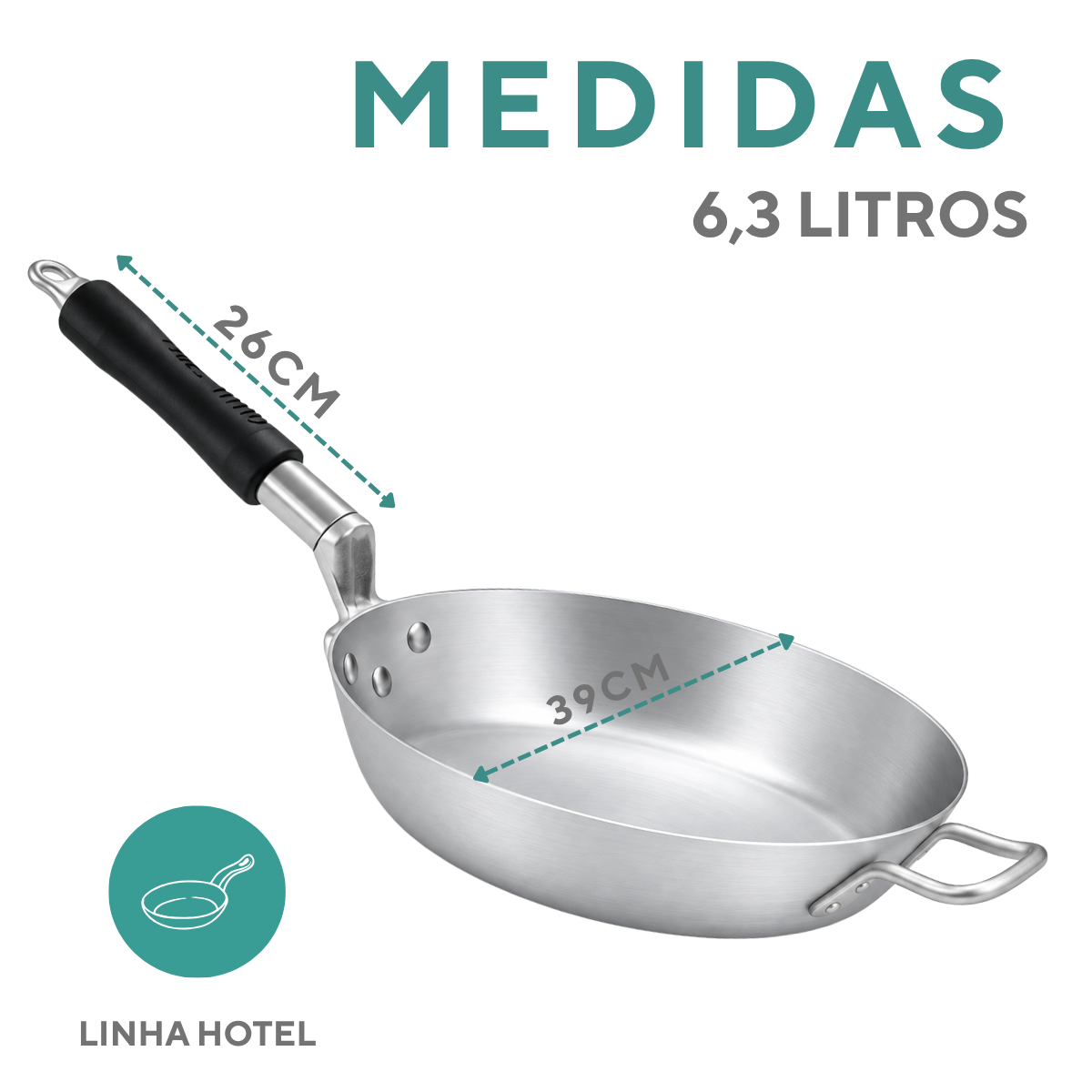 Frigideira Hotel Alumínio Cabo Baquelite N38 38cm 6,3L