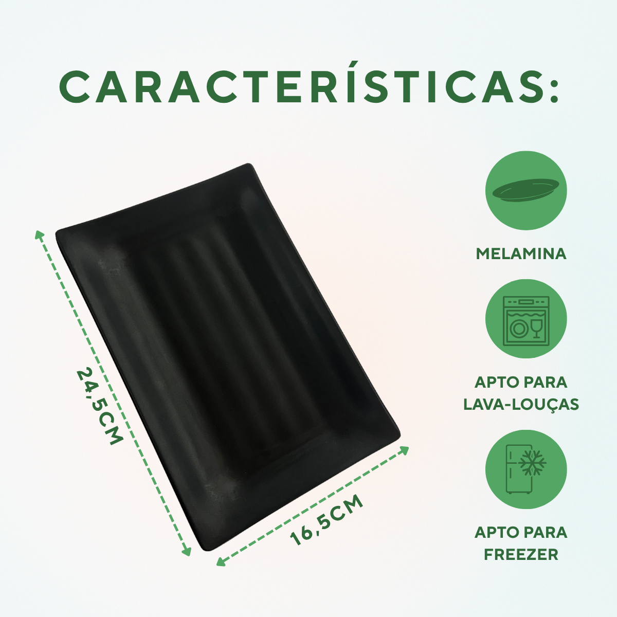 Travessa melamina preta