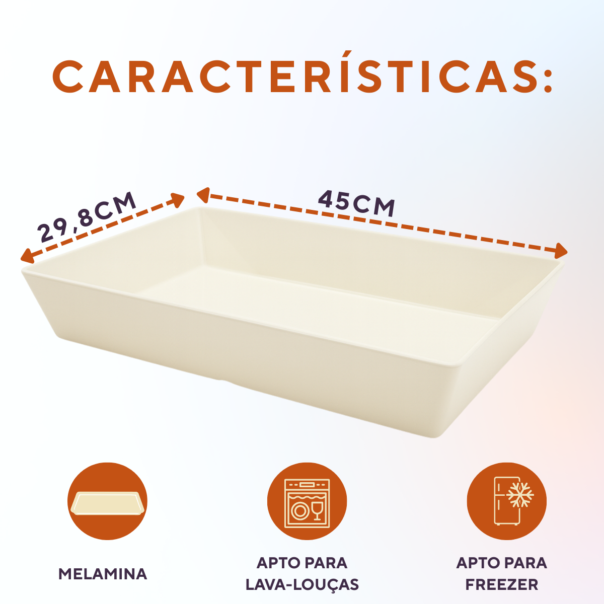 Travessa Retangular Grande Funda Melamina 6,3L