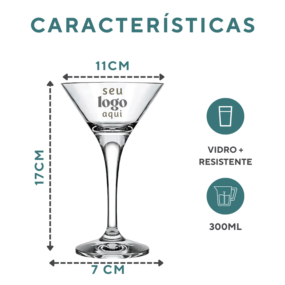 Kit 50 Taça Martini 250ml Personalizado Nadir Taça