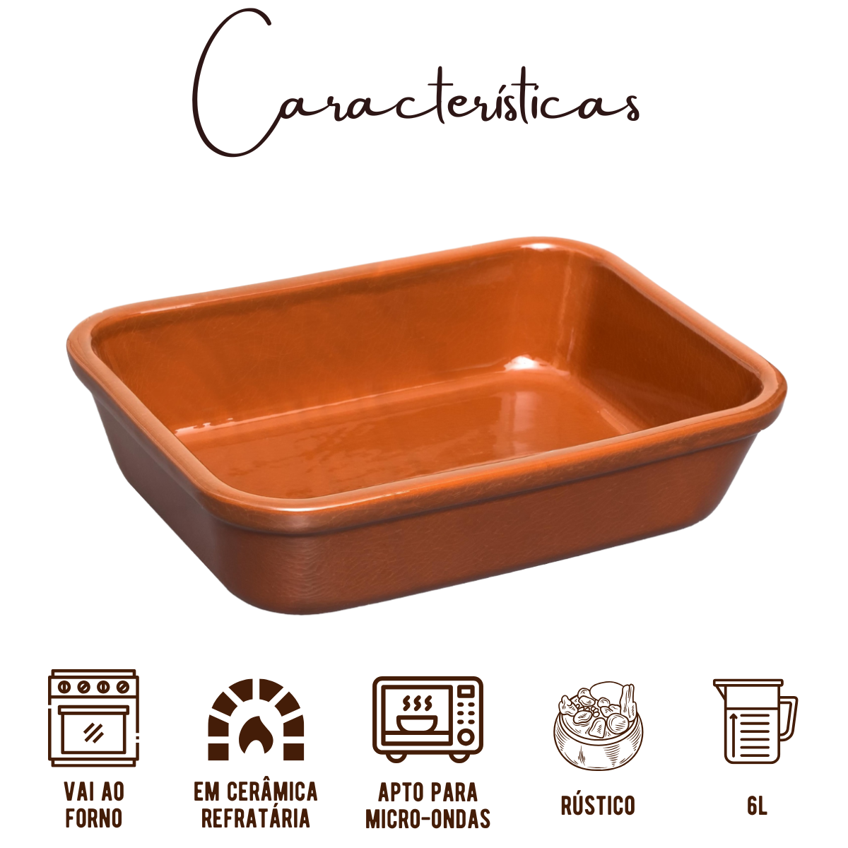 Assadeira Carre Retangular Cerâmica Barro